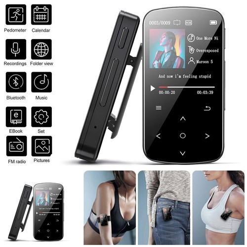 MP3 Player HiFi Lossless Sound Bluetooth with Clip Music Voice Recorder FM Radio