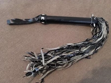 Studded 23" Leather Handle Whip Tassel Tails Spanking Bondage  Flogger Adult