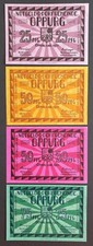 4 Alte Geldscheine, Notgeld aus: Gemeinde Oppurg - 25 + 2 x 50 + 75 Pf. von 1921