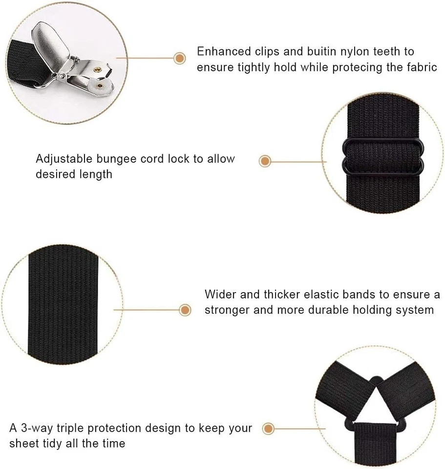 2 correas elásticas ajustables para sábanas - clips para sábanas para ropa de cama, sábanas Foto 4 de 4