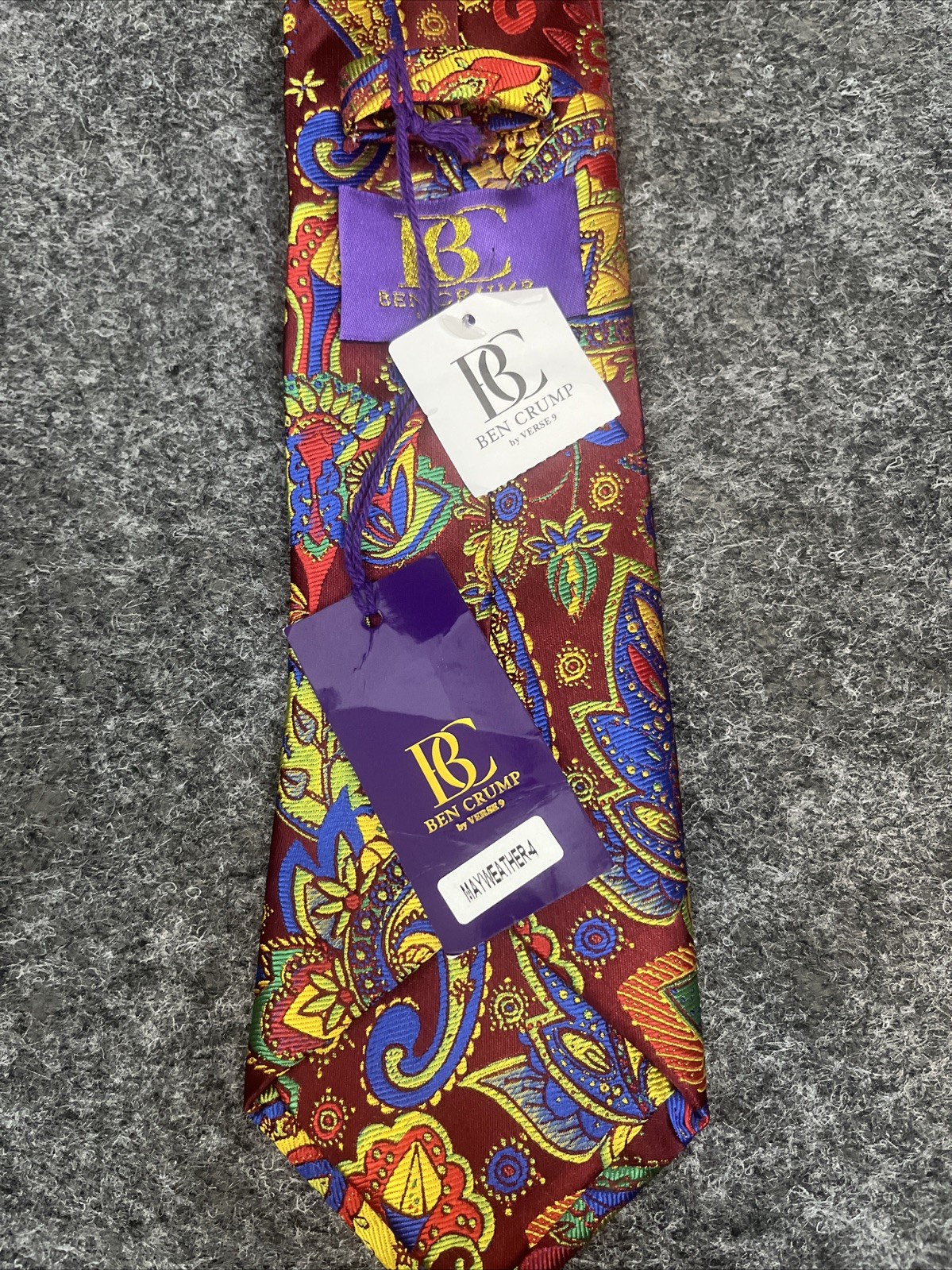 Verse 9 for Ben Crump Tie Necktie Mayweather Multicolor Paisley Floral