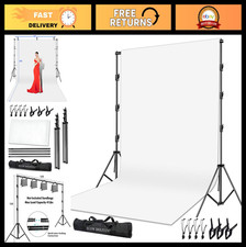 10x12ft White Cotton Muslin Backdrop with 10x10ft Stand  Support Kit for Photog
