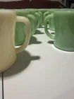 23 FIRE KING VINTAGE JADEITE OVEN WARE GLASS D HANDLE MUGS & 12 Saucers/Plates