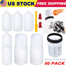 50 Pack Pps Cups Disposable Paint Spray Gun Cup Liners And Lid System 125 Mic 50 Pack Pps Cups Disposable Paint Spray Gun Cup Liners And Lid System 125 Mic
