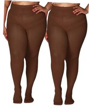 Plus Size Tights for Women Up To 6x, Semi Opaque Control Top 3X-4X Coffee 2