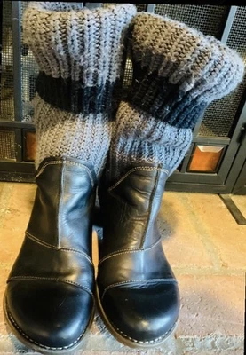 EL. NATURALISTA LEATHER & KNIT ANKLE BOOTS Women’s Size 9 . - Image 1 of 4