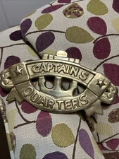 Captains Quarters Wall Plaque Sign Brass  Alloy Nautical Beach Decor