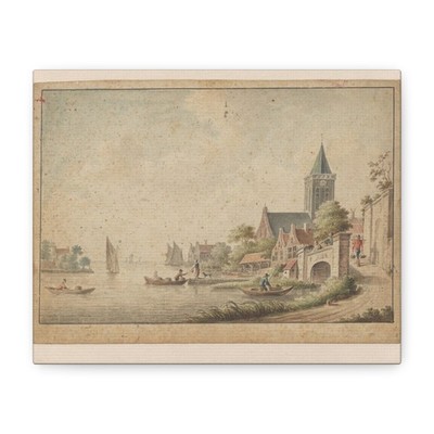 Dirk Verrijk - Gezicht op een stadje aan het water - 1744 - Canvas Wall Art