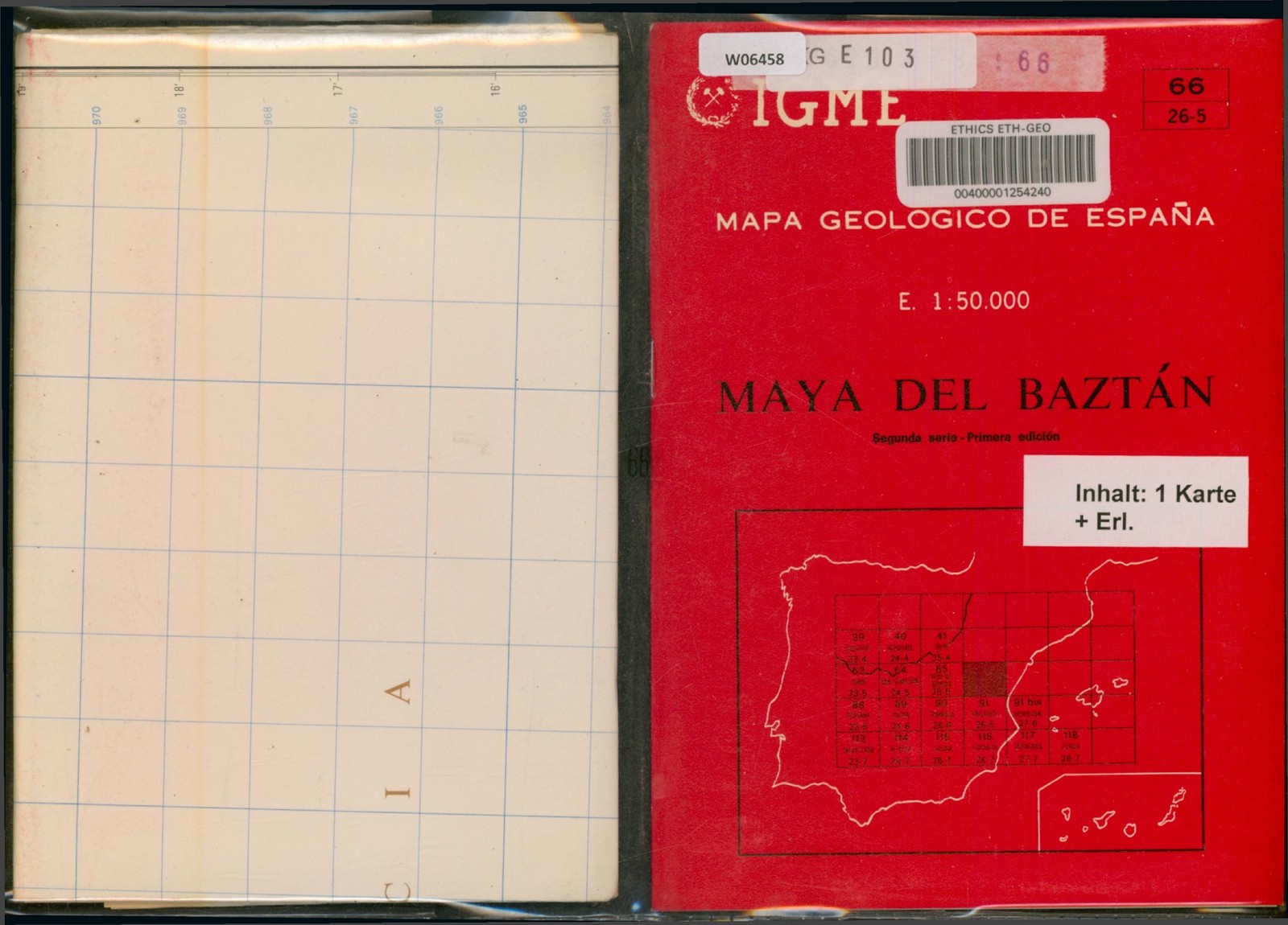 Mapa Geologico de Espana. No. 66. Part 26-5. MAYA DEL BAZTAN. 1:50.000 (1 Karte