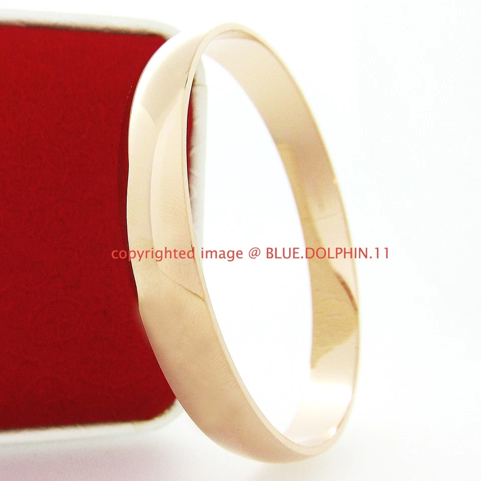 Real Women's Solid 18k Rose Gold GF Round Plain Bangles Bracelet For Her Gift - image 2 of 4