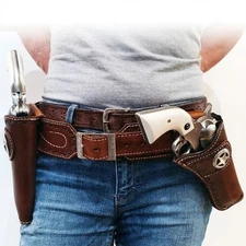 Western Dual Left&Right Double Holster With Cartridge Belt Ammo Loops Gun Holder