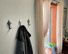 Set of 3 Cast Iron Dolphin Shaped Decorative Wall Hooks 5 Inches High