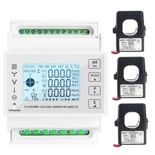 Medidor de energía de riel DIN trifásico medidor de consumo eléctrico con 3x KCT24 100-400A