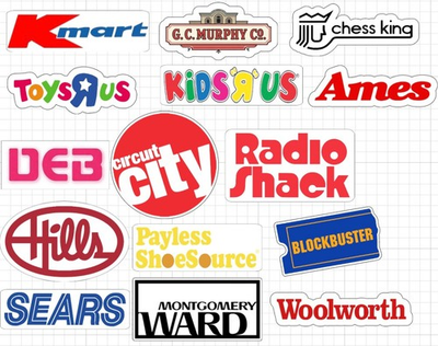#ad 70s 80s Retro Store Stickers Sears Toys R Us Kmart Blockbuster Waterproof *15* $17.09