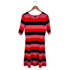 Ann Taylor Striped Knit Dress S Red Pink Easy