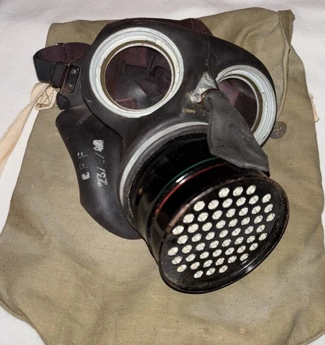 British WW2 Civilian Gas Mask Original Authentic Used 1940s Vintage Military