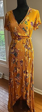Anthropologie Patrons of Peace Boho Maxi Dress Size Small, Wrap Around Ruffles