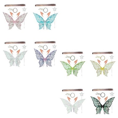 Adults Kids Elf Ears Festival Butterfly Wings Durable Garland Costume Set 1Set