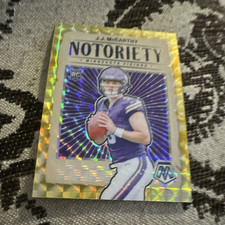 2024 Panini Mosaic J.J. McCarthy Vikings Notoriety #21 Yellow Prizm /89 Rookie