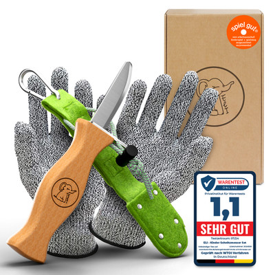 Eli Schnitzmesser Kinder mit Filztasche ab 6 Jahre inkl Handschuhe Schnitzset