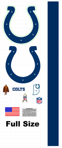 INDIANAPOLIS COLTS FULL SIZE FOOTBALL HELMET DECALS WITH STRIPE 8 mil gear wrap