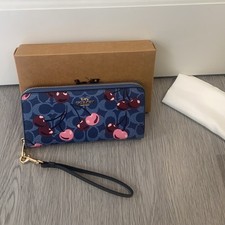 Long Zip Around Wallet Signature Canvas Cherr...