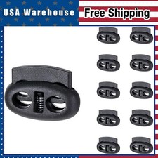 10Pcs Elastic Cord Locks Double Hole Shoe Lace Stoppers Toggle Clips for Clothin
