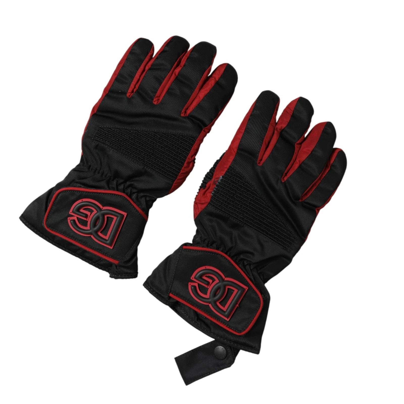 DOLCE & GABBANA Gloves Black Red Nylon Wrist Length Mitten s. 8.5 / S RRP 900usd