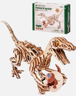 ROKR 3D Wooden Puzzle Velociraptor Dinosaur Toy DIY Mechanical Model Kits Gifts