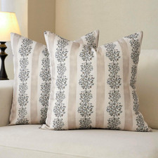 DOMVITUS Floral Throw Pillow Covers 18x18 Inch Set of 2, Block Print Decorative