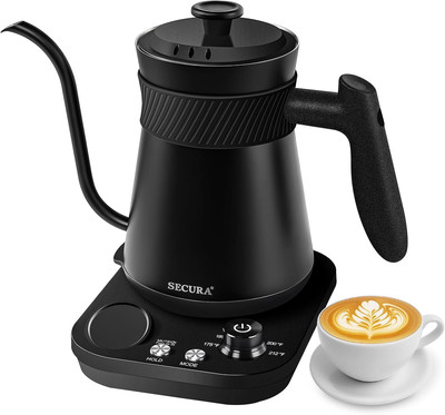 Electric Gooseneck Kettle with 5 Temperature Control Presets, 100% Stainless Ste