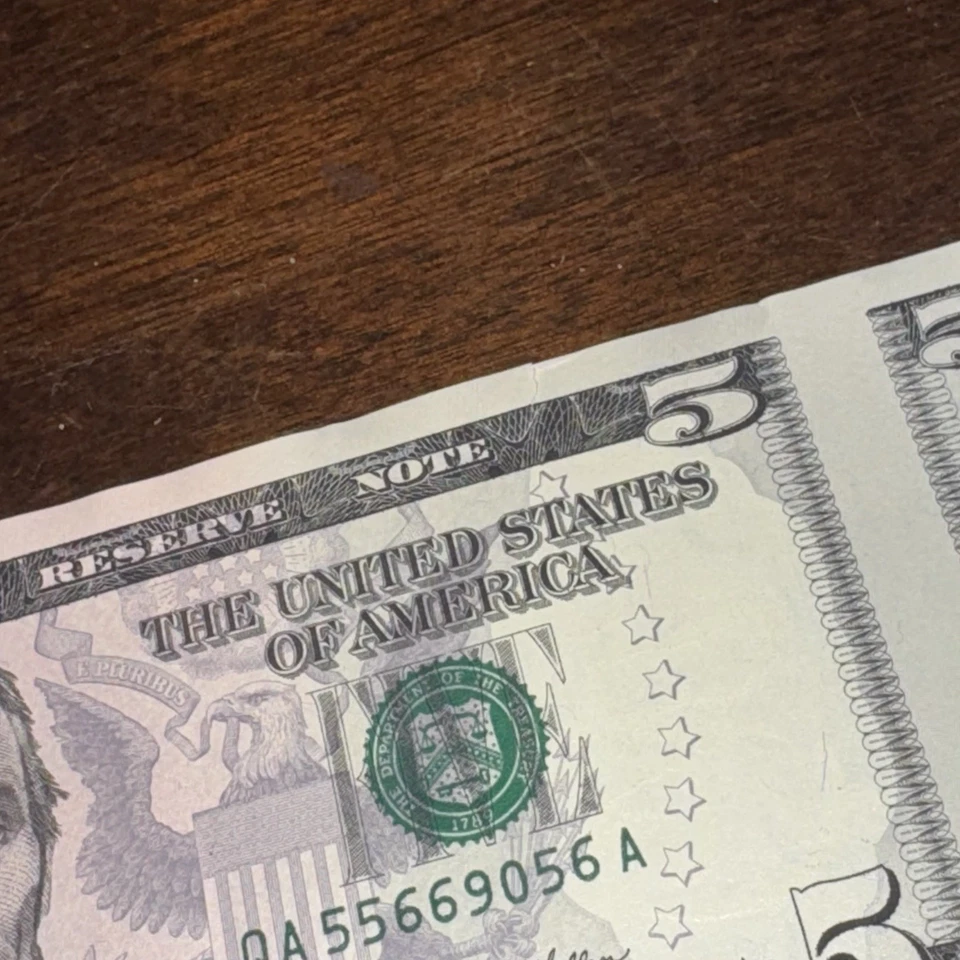 FANCY $5 Five Dollar Bills Uncut Currency Sheet of 50 Notes Leaf 2021 - $250 FV - Image 4 of 4