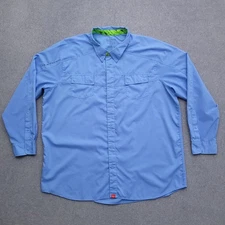 Huk Button Up Shirt Mens 3XL Performance Fishing Camp Hike Blue Next Level
