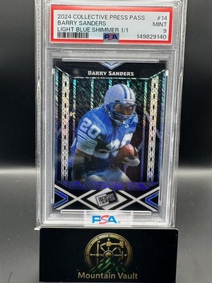 2024 collective Press Pass Barry Sanders Light Blue Shimmer 1/1