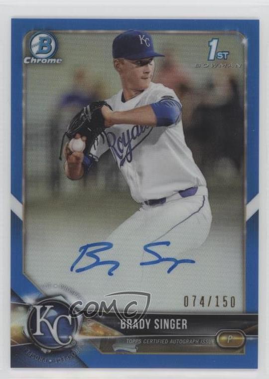 2018 Bowman Draft Chrome Pick Blue Refractor /150 Brady Singer #CDA-BS Auto 1d4q