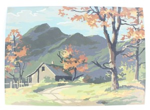 vintage paint by number painting cottage cabin mountain scene 10 x 14 ebay