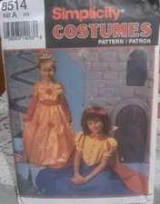 Snow White Princess Fairytale Costume SZ 2-6 Simplicity 8514 Partly cut Pattern