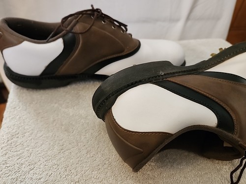 FootJoy FJ Originals Mens Golf Shoes 45330 White Brown Black Size 11.5 W - Picture 5 of 9