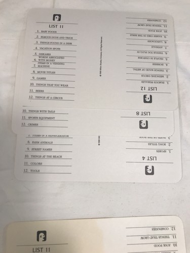 Gioco Scattergories vintage pezzi di ricambio 6 set completi liste 1988 B5 - Foto 11 di 12