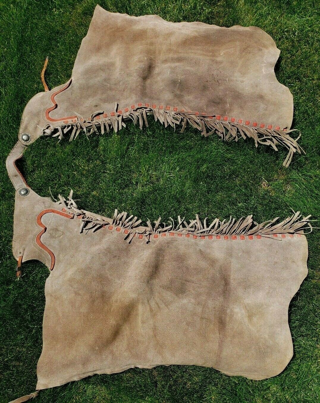 Vtg Suede Chaps Sterling Silber Concho Belt Leather Fringed Ranch Worn Western Vtg Suede Chaps Sterling Silber Concho Belt Leather Fringed Ranch Worn Western