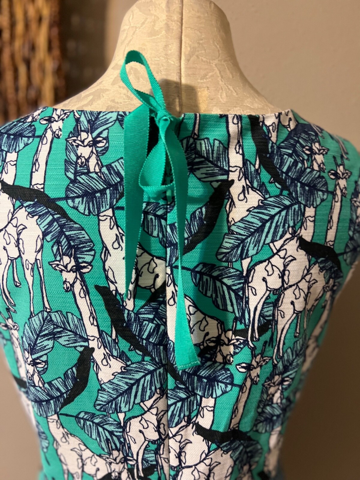 Talbots+Dress+Green+Black+White+Giraffe+Sheath+Washable+Size+2p for