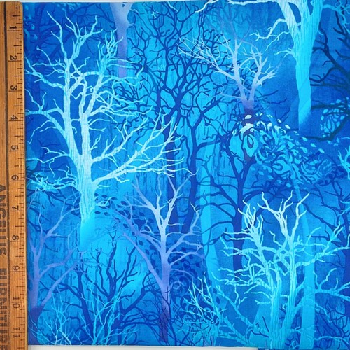 Fabri-Quilt 112-2776 Winter Blues - Bare Ice Trees - Cotton Fabric 42" x 30" - Picture 3 of 4