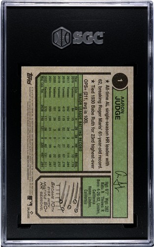 Aaron Judge 2023 Topps Heritage #1 "New HR King Tribute" -SGC 9.5 -MT+ - Picture 2 of 2