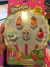 SHOPKINS COLLECTABLE ERASERS 5 Pack Ketchup Nailpolish Milk Season 1 Sold Out