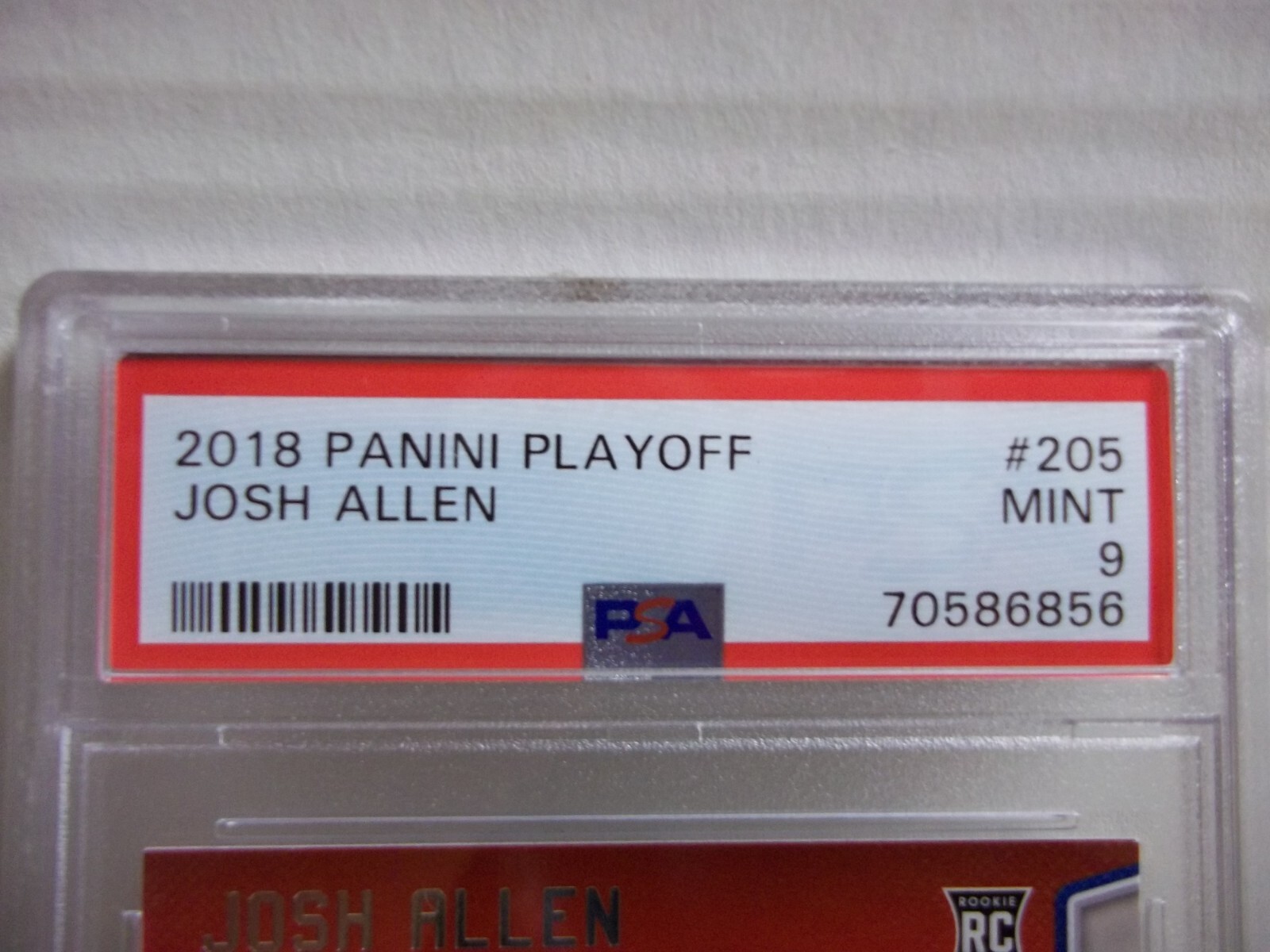 2018 Panini Playoff Josh Allen Rookie PSA Mint 9 Card #205 Buffalo Bills NFL - Picture 3 of 6