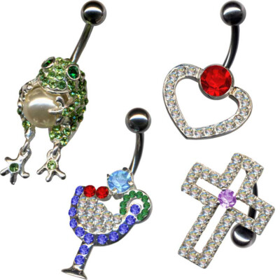 PIERCINGO  ECHT SILBER 925er Bauchnabelpiercing TITAN EPOXY Kristalle Bauchnabel