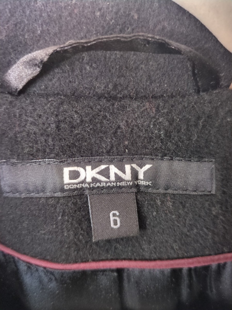 DKNY Womens Wool Cashmere Blend Double Breasted Pea Coat Black 