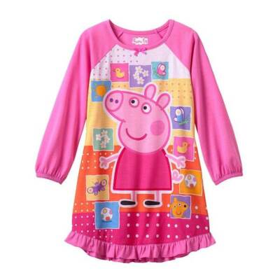 Peppa Pig Ruffled Long Sleeve Nightgown Pajamas Size 6/6X NWT