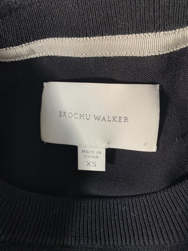Brochu Walker Black Cotton Crew Neck Tie Sleeve Pullover Sweater Size X-Small - Picture 7 of 12