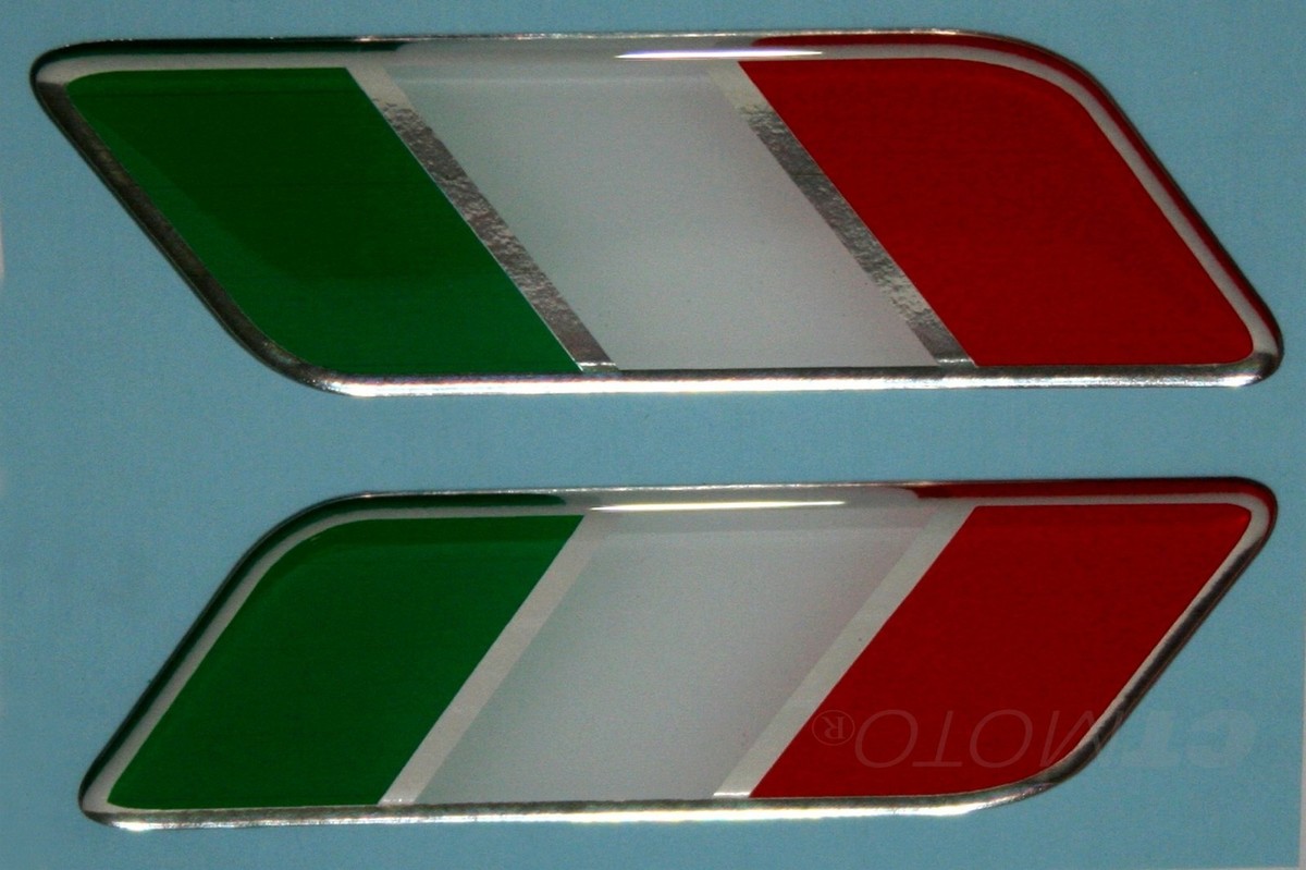Coppia Adesivi Gel Bandiera Italia 120x10 Mm, Per Carena Ducati, Aprilia, Vespa, Moto E Auto